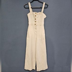 Nwt URBAN OUTFITTERS Ivory Cream Twill Denim Wide Leg Overalls XS
